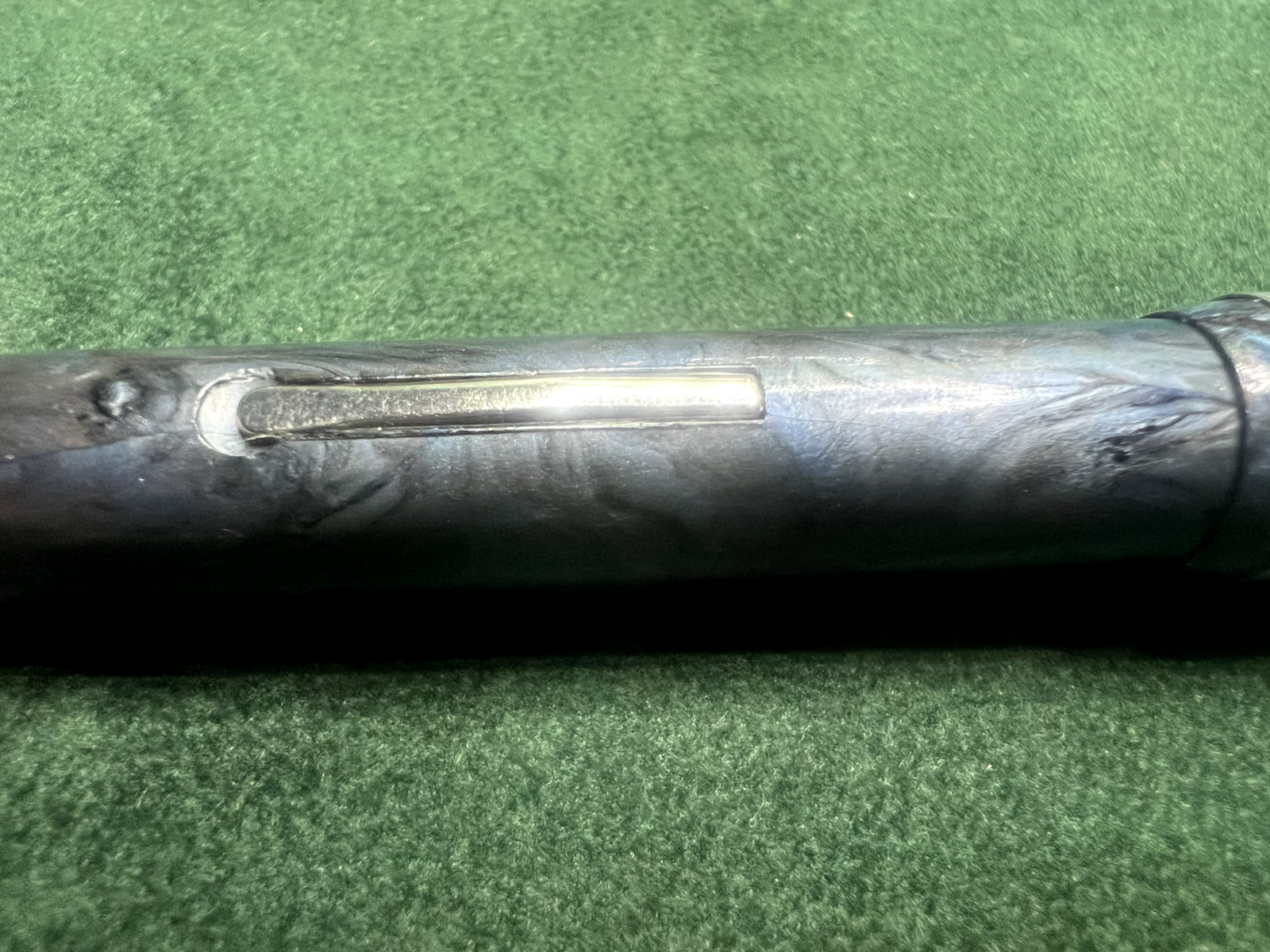 Stylo-Plume Stylo à Plume Bleu Marbré Profils Chrome A Levier Écrit Vintage