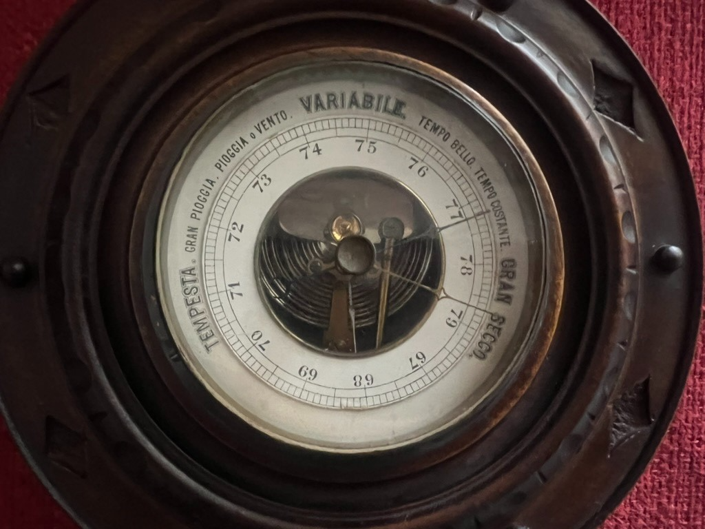 Barometer Mechanisch Kunsthandwerk Aus Holz Gedreht Und Gravur A Hand H 44