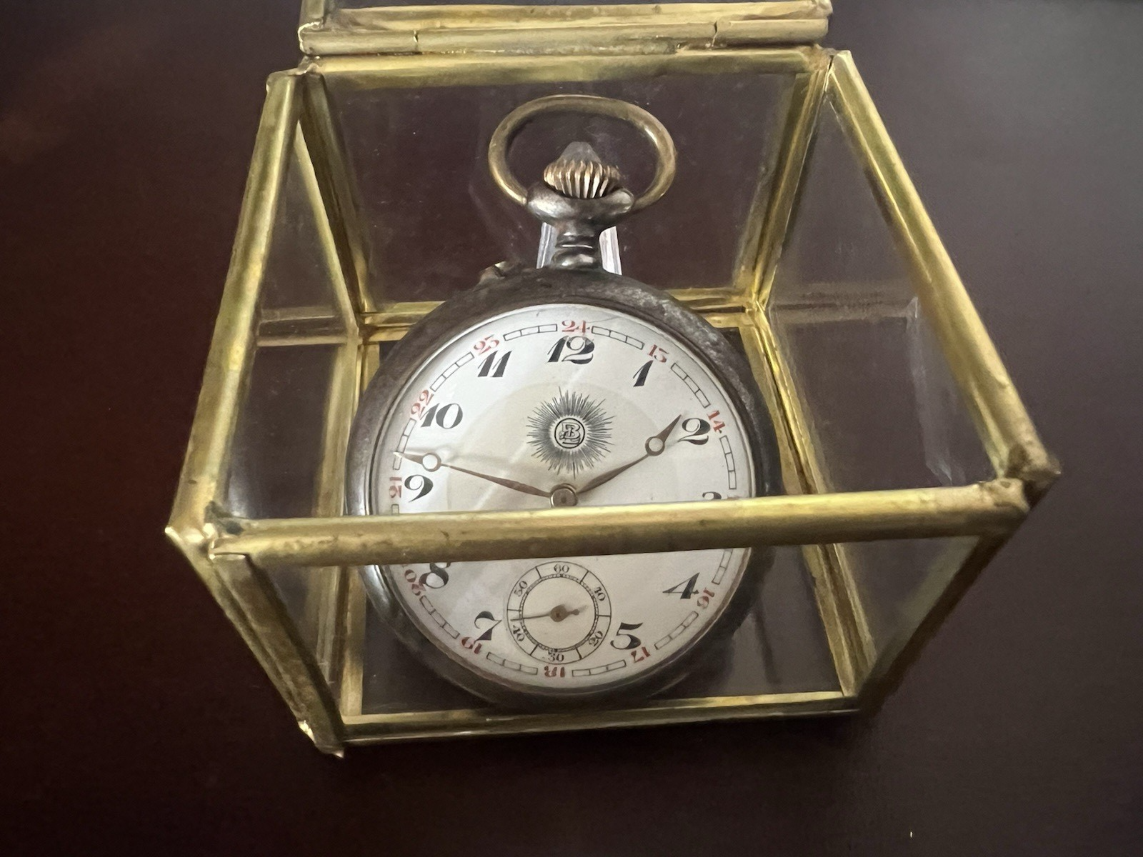 Expositor Pocket Watch Brass Box Carries Joys Square Vintage