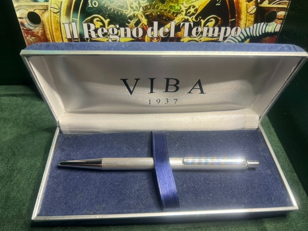 🔴 Penna sfera ARGENTO MASSICCIO 925 onde guillocchè meccanismo scatto scrive