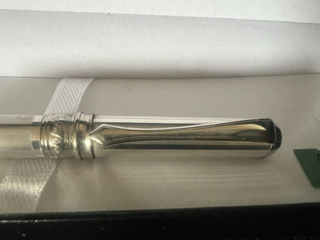 🔴 INFUSO penna sfera ARGENTO MASSICCIO 925 millerighe clip stilizzata mini