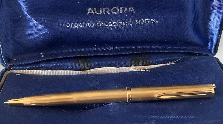 Aurora Stylo-Plume Sphère Argent Massif 925 Plaqué Or 9 KT Écrit 