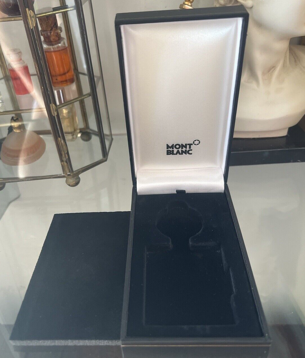 Montblanc Box Key Ring Black Leather Internal Flocked Complete 