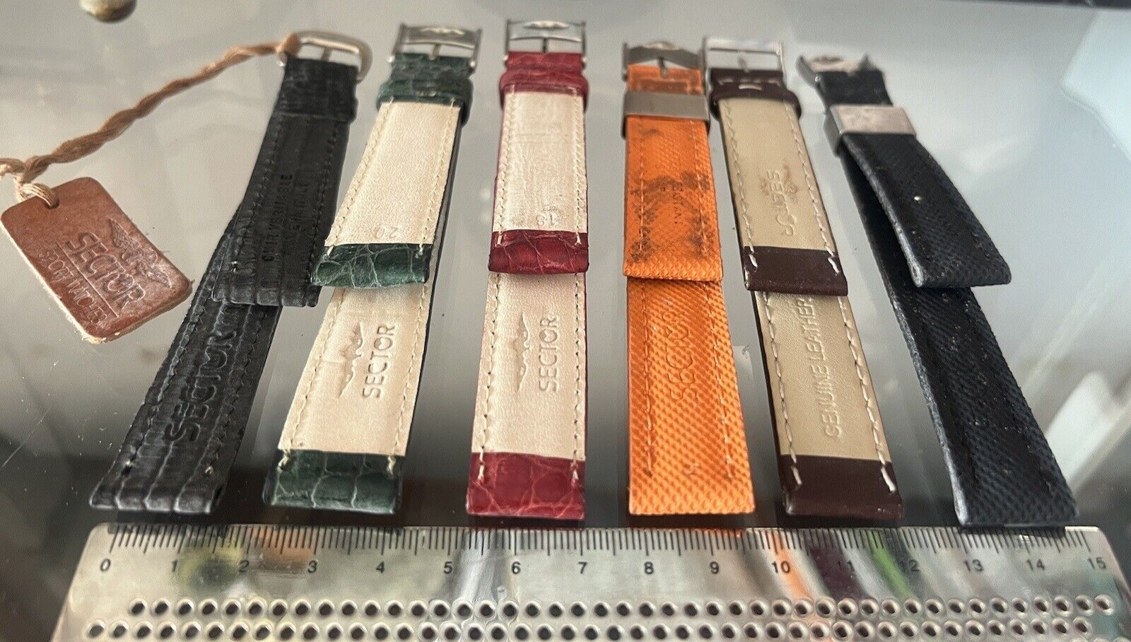 🔴 SECTOR cinturini orologi uomo pelle dimensioni come foto con fibbie 6 PEZZI