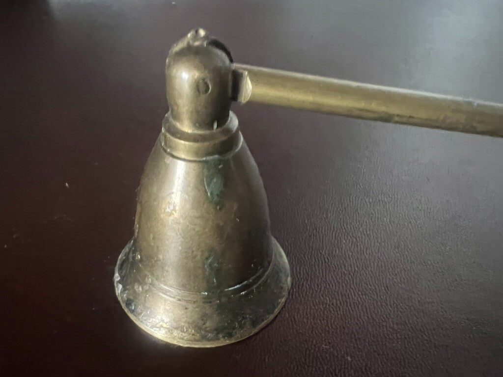 Snuffer Candle Mocciolo Vibration Candle Bronze Handle Wood Vintage