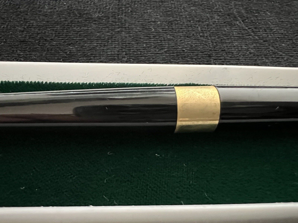 Pen Sphere Black Edges Brass Penholder Desk Vintage
