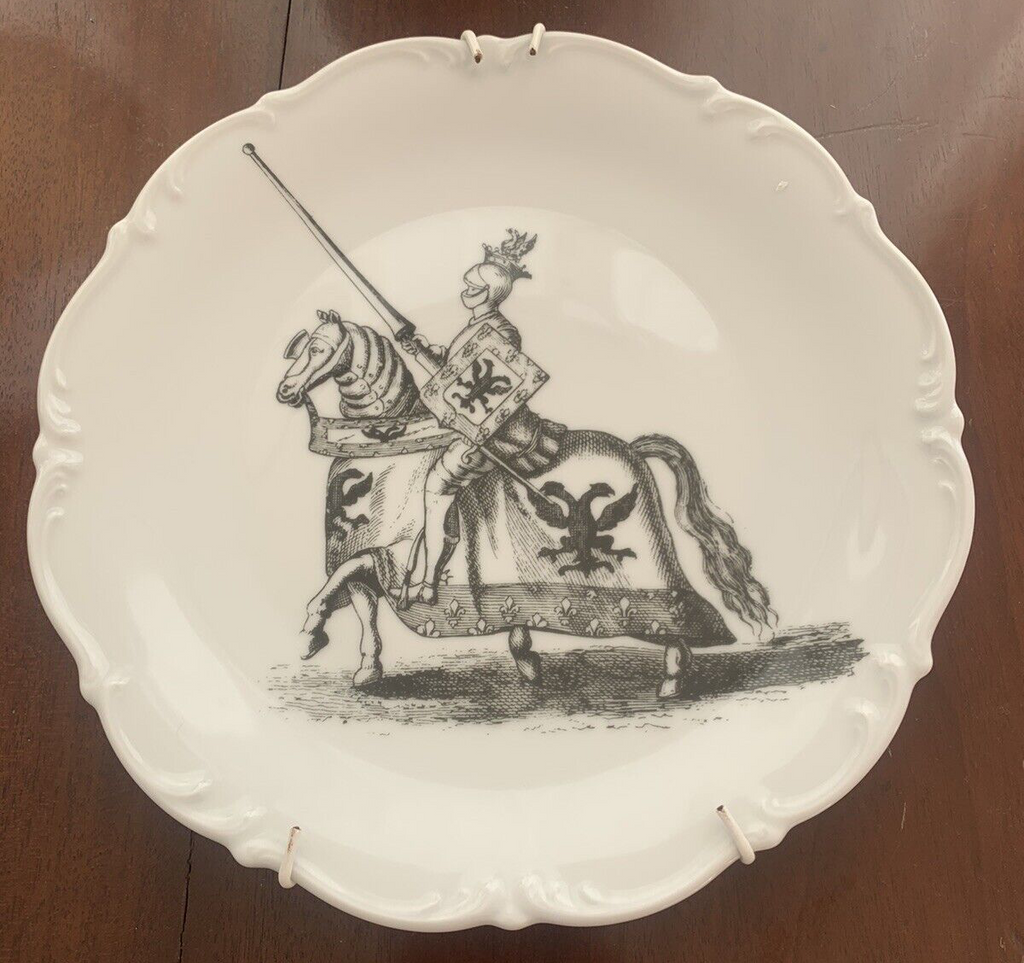 Tirschenreuth Assiette Porcelaine Deutschland A Mur Chevalier 2 Vintage 25 CM 
