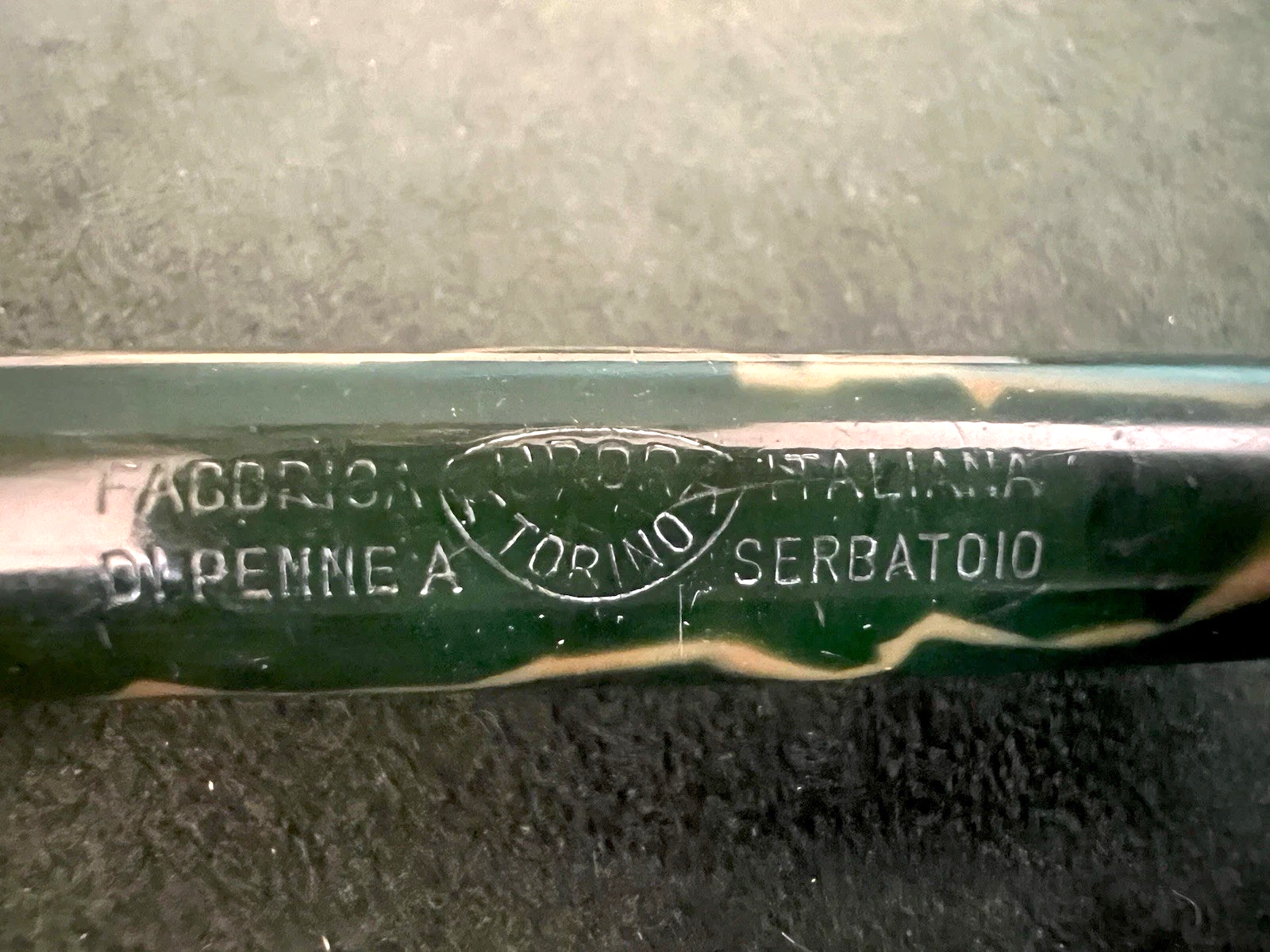 🔴 AURORA penna stilografica Novum celluloide verde leva pennino oro vintage '30