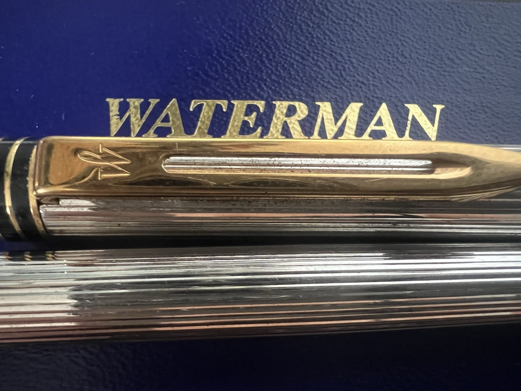 Waterman Stylo-Plume Stylo à Plume Capuche Tige Plaqué Argent Parties Recharge