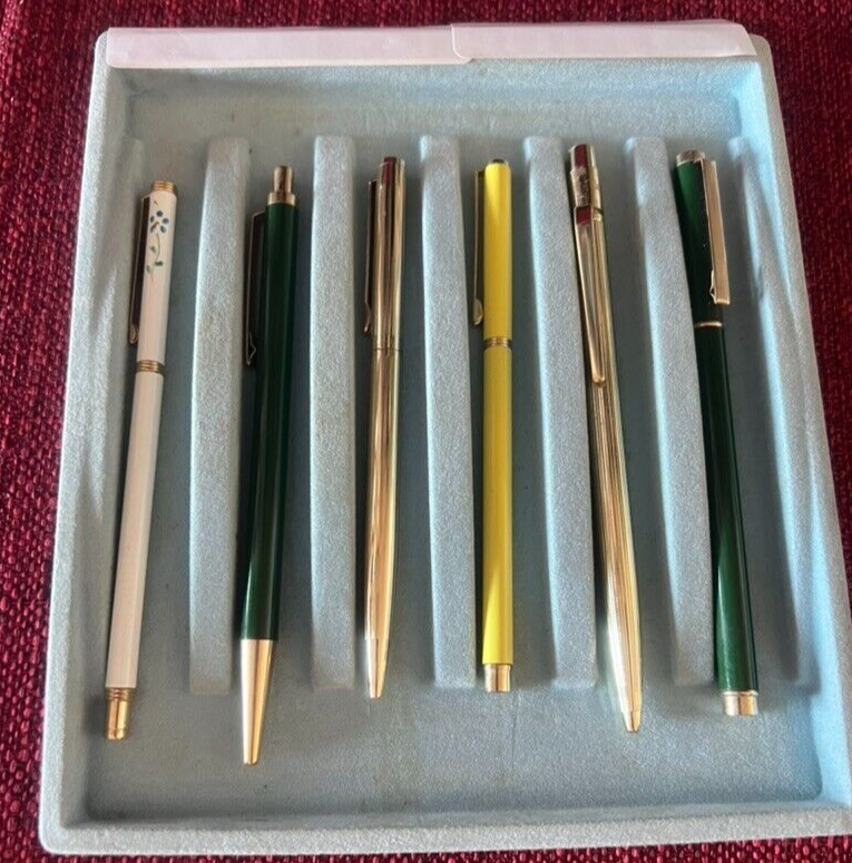 Penne Sphère Laque Vert Jaune Blanque Doré Lot 6 Penne Vintage 1970