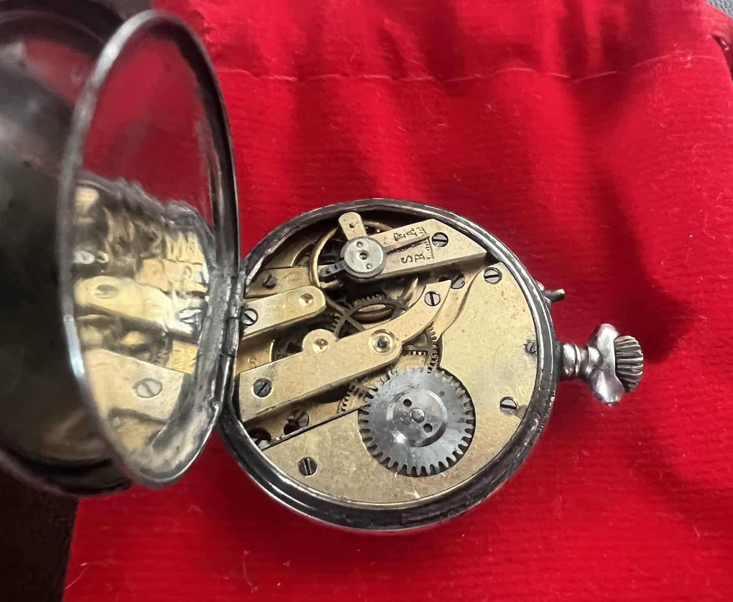 🔴 Orologio tasca ARGENTO 800 donna da revisionare parti vintage REMONTOIR 4