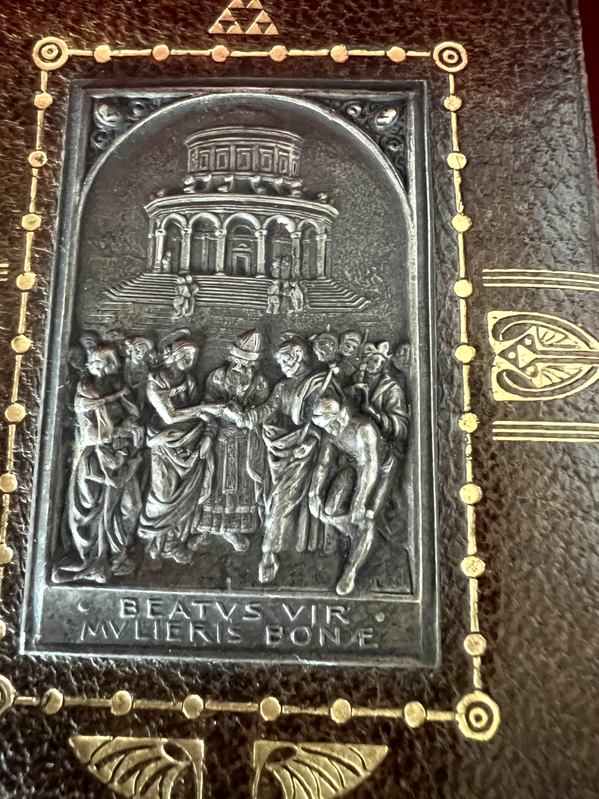 Livre Le Mariage Chrétien Avec Santini Antique Avec Effige Ciselé Bas-Relief 