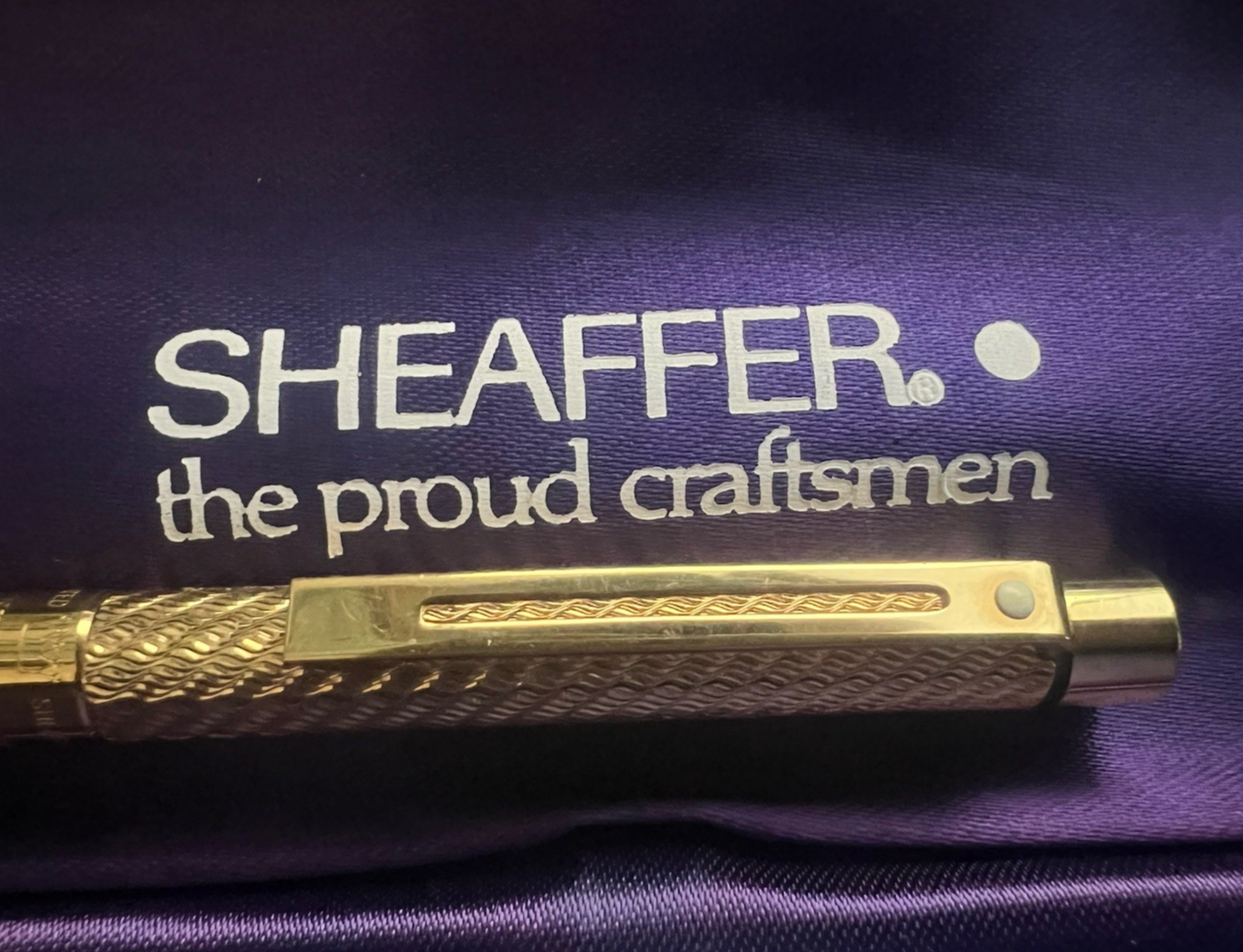 Sheaffer Pen Sphere Plated Gold Chisels Embossing Pencil Case Vintage 