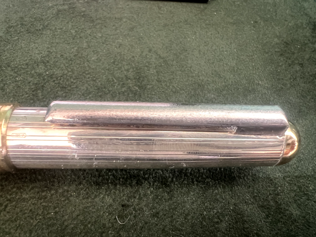 🔴 Penna stilografica ARGENTO 925 a cartuccia pennino Iridium M forte peso