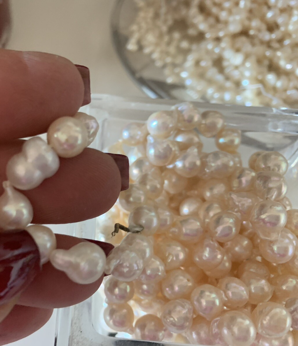 🔴 PERLE NATURALI avorio rosa scaramazze collana gioiello fai da te 685 gammi