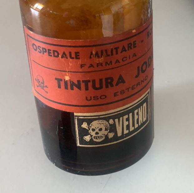 Bouteille Ecope Teinture Iode Médicale Hôpital Militaire Verre H.12
