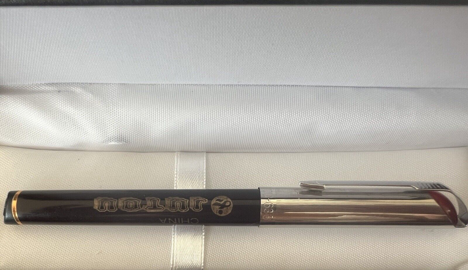 🔴 JUTOU 636 penna stilografica con pietra rossa incastonata scrive vintage