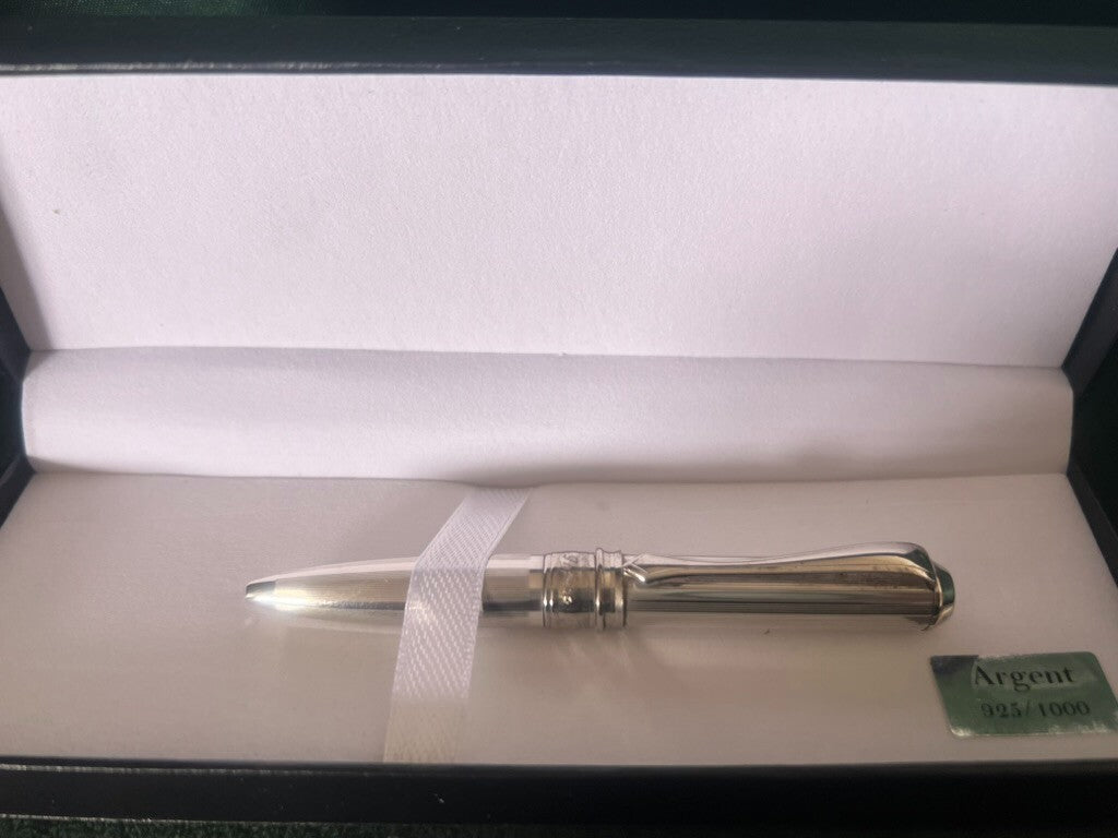 🔴 INFUSO penna sfera ARGENTO MASSICCIO 925 millerighe clip stilizzata mini