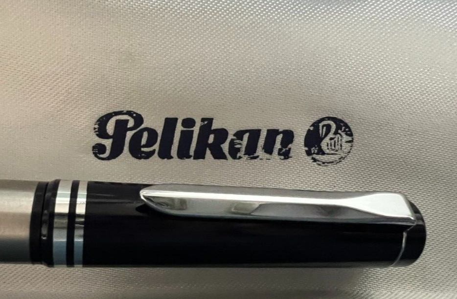 🔴 PELIKAN P40 penna stilografica cromata BLU a cartuccia scrive con scatola
