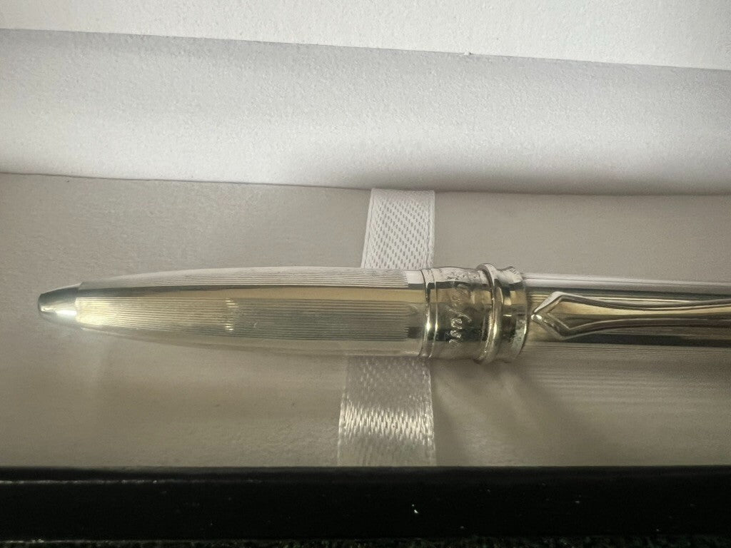 🔴 INFUSO penna sfera ARGENTO MASSICCIO 925 millerighe clip stilizzata mini