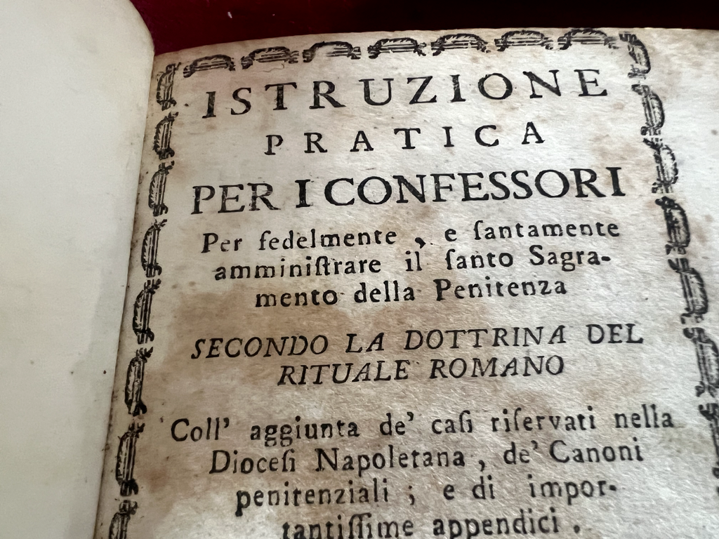 🔴 Book PRACTICE FOR CONFESSORS volume 2 cover sheepskin antique 1794 