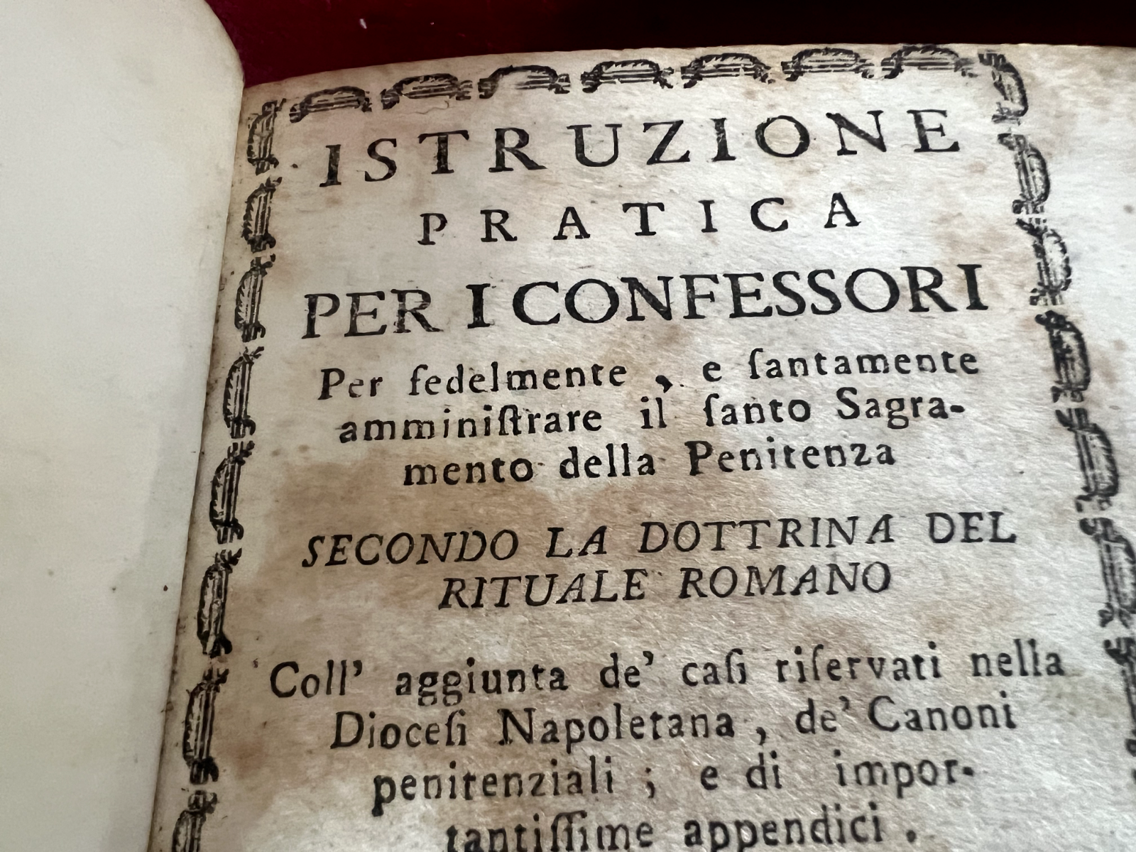 🔴 Book PRACTICE FOR CONFESSORS volume 2 cover sheepskin antique 1794 