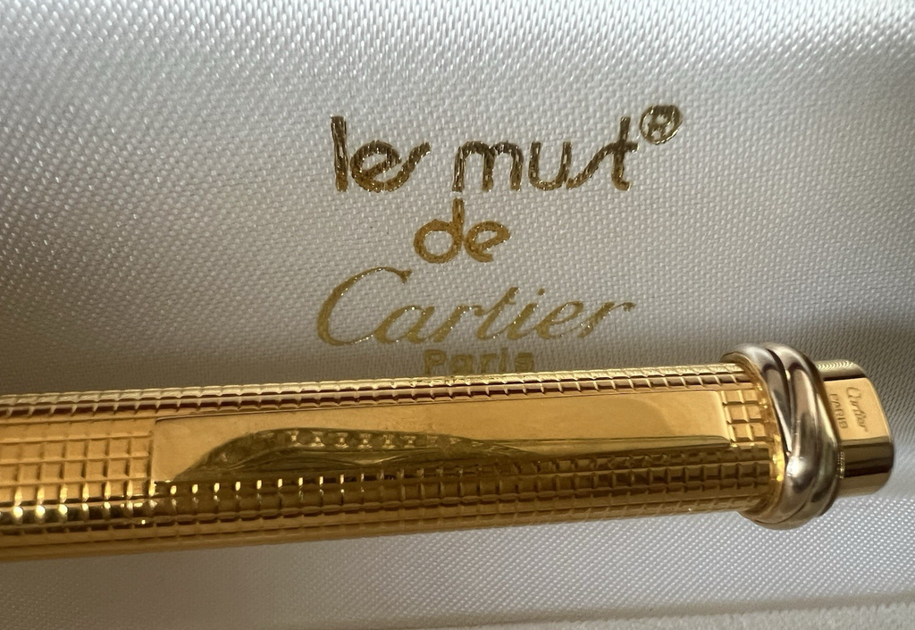 🔴 CARTIER penna stilografica Vendome Trinity placcata oro pennino F cartucce