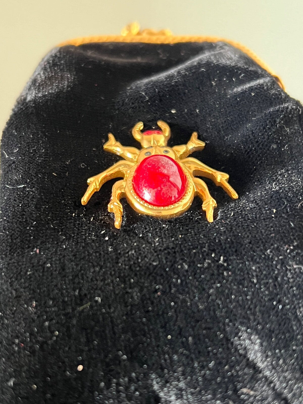 🔴 SCARABEO custodia occhiali donna fodero velluto seta pietra a rilievo vintage