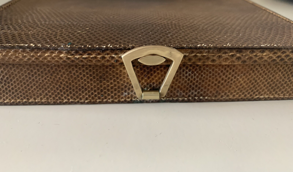 🔴 PORTA TRUCCO gioielli pelle DI SERPENTE da viaggio vintage ANNI 1930