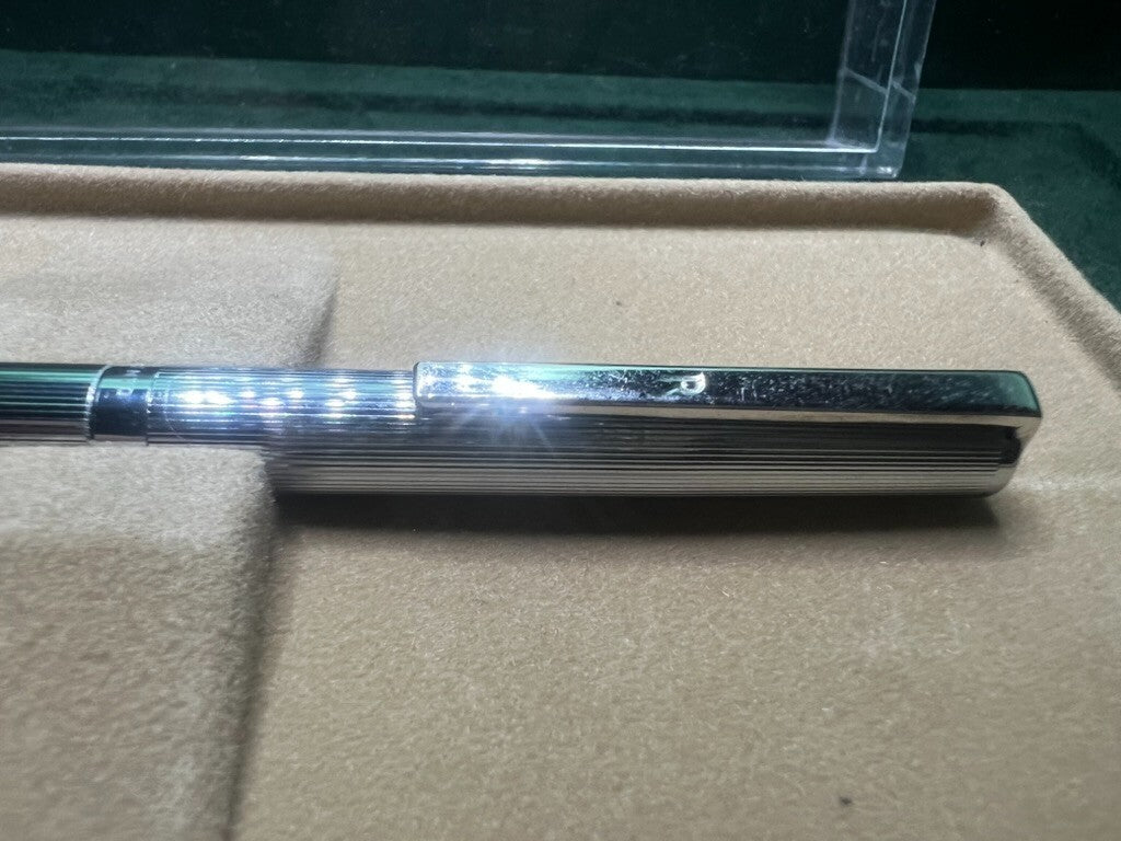 🔴 OMAS penna sfera cromata a righe Rinascimento scrive con astuccio