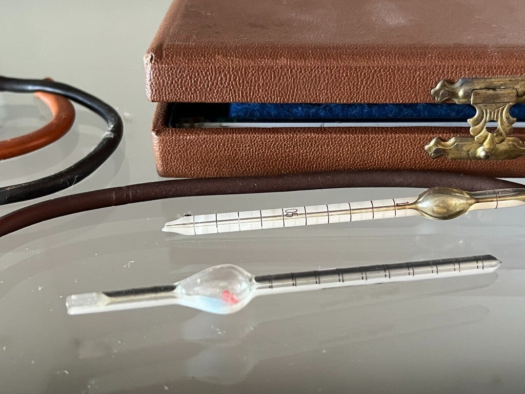 🔴 HELLIGE Thermometer, Erythrozytenzähler, medizinisches Vintage-Etui