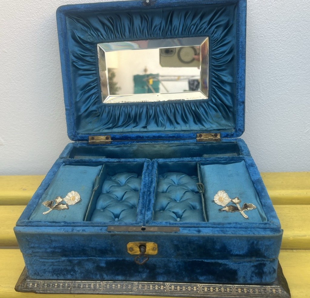 Jewelery Box Victorien Coffre Avec Serrure 1800 Vintage Dress Box 