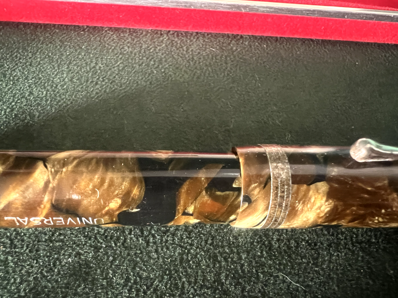 🔴 UNIVERSAL penna stilografica celluloide con pulsante scrive vintage 1940