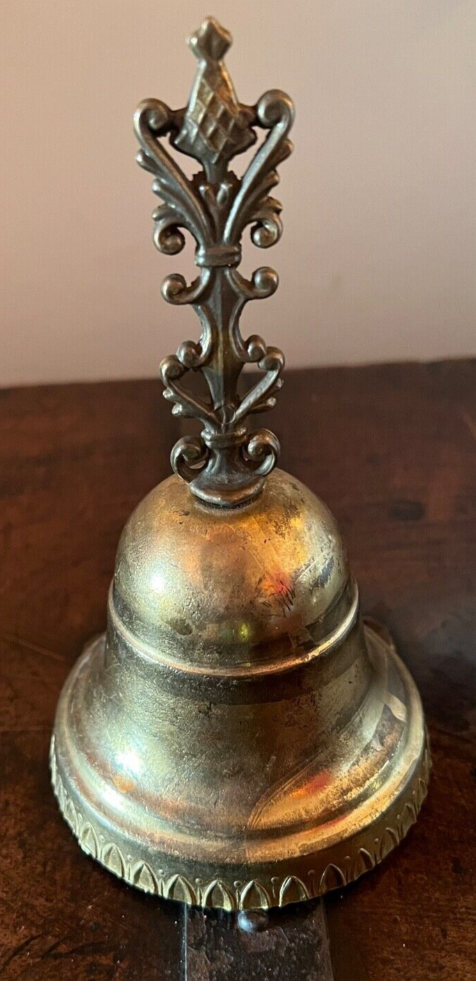 Sonnette Cloche Métal Dentelle Diamètre 9,5 Hauteur 16 Vintage 