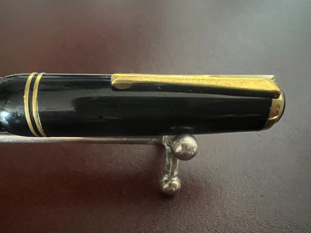 🔴 Penna stilografica celluloide nera pulsante di fondo italiana vintage