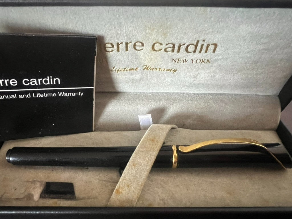 🔴 PIERRE CARDIN penna stilografica nera pennino laminato oro M con astuccio