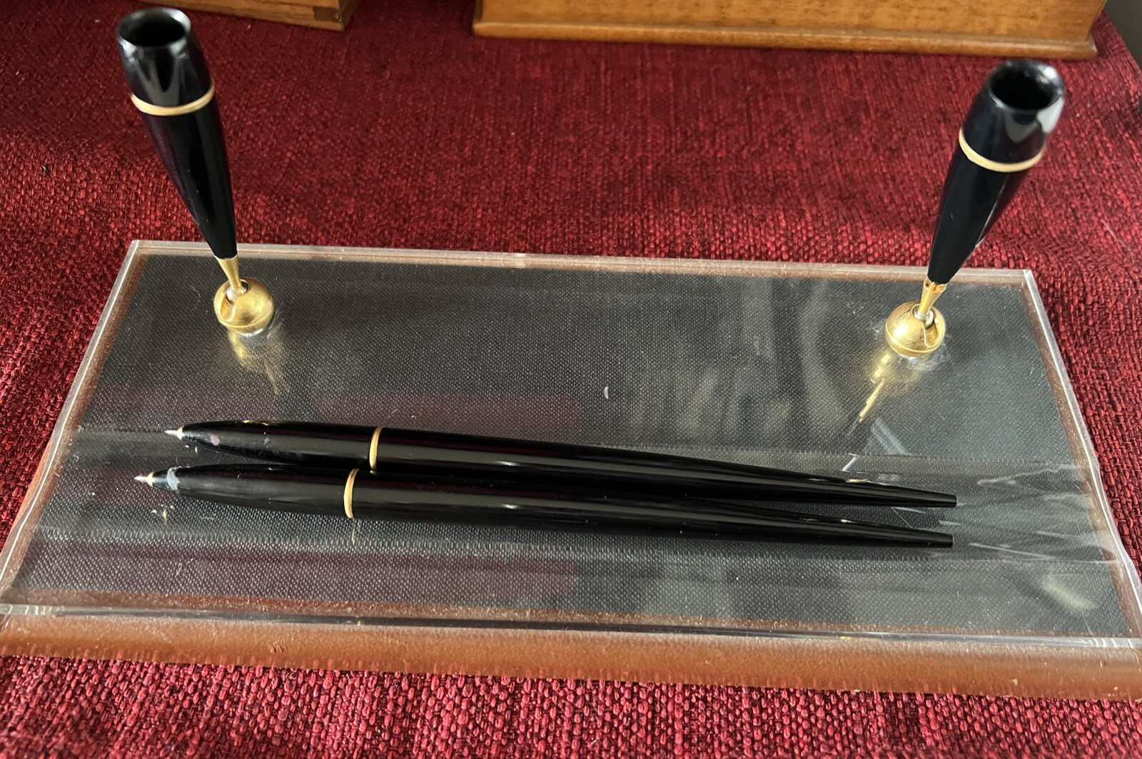Nazareno Gabrielli Ballpoint Pens Stylus Plexiglass Leather Desk Supports