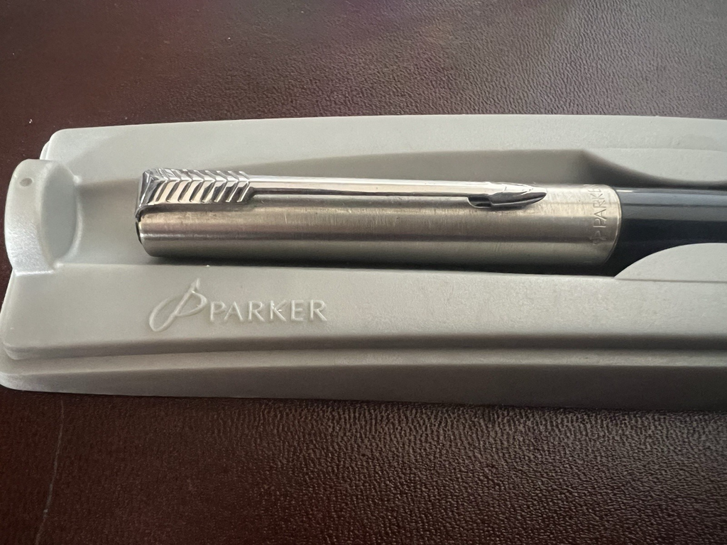 Parker Stylo-Plume Stylo à Plume Bleu Chrome M Avec Cartouches Écrit Vintage