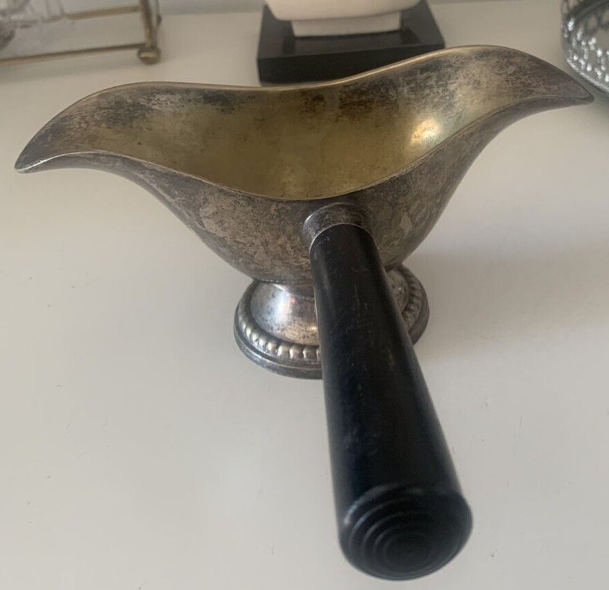 Saucière De Table en Métal Avec Manche, Élégant Production Vintage 