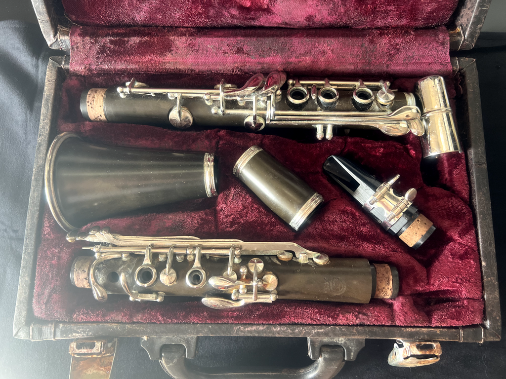 🔴 Clarinetto HSINGHAI legno completo valigia interno velluto originale vintage