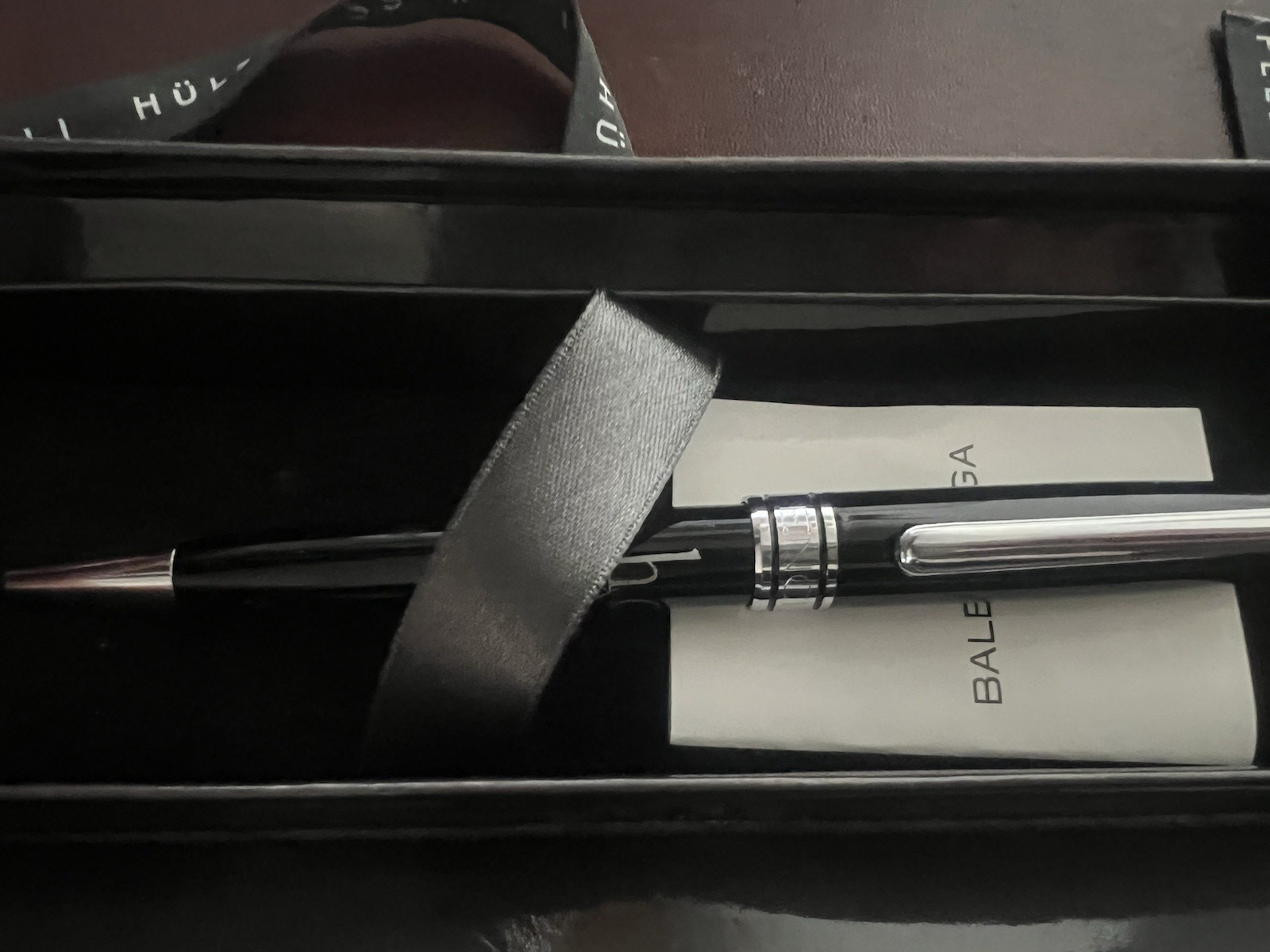 🔴 BALENCIAGA penna sfera lacca nera profili cromati H&C con scatola