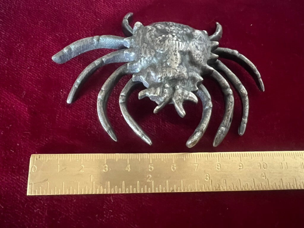 Presse-Papier Crabe Sculpture Bronze Massif Dimensional Vintage