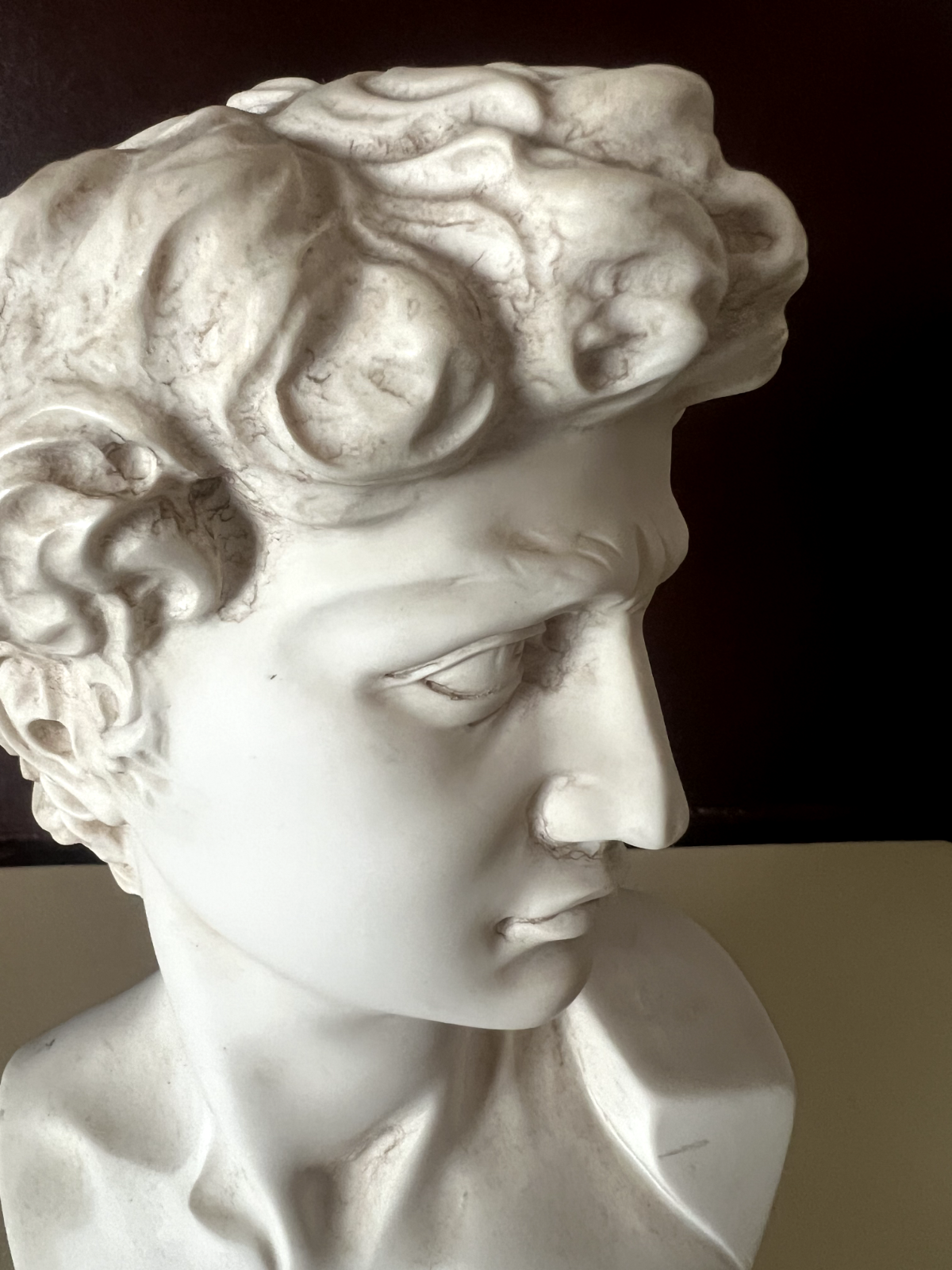 David Statue Sculpture Base Marbre Signé Bessi Bibliothèque Buste L 10 H 22 CM