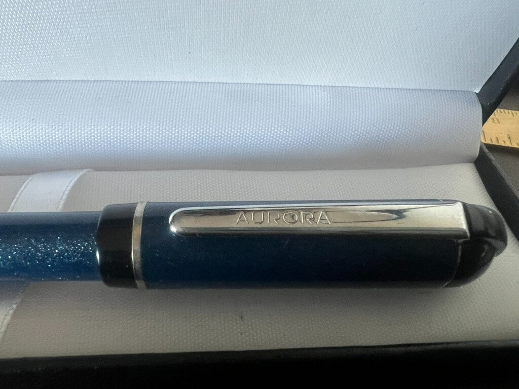 🔴 AURORA penna sfera Idea blu con brillantini multicolore scrive vintage