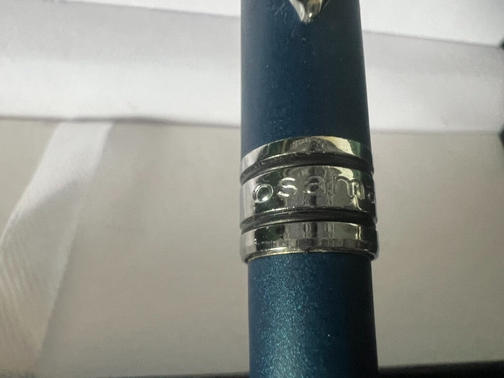 Osama Stylo-Plume Sphère Laque Bleu Chrome Mechanismus À Rotation Écrit 