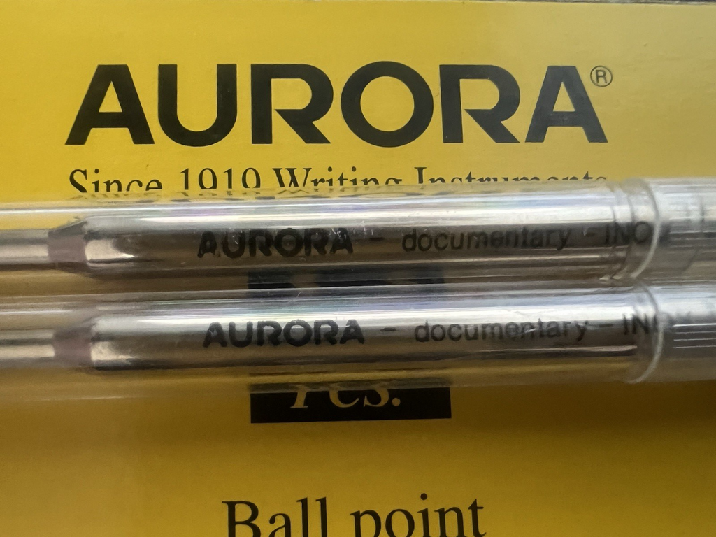 🔴 AURORA refill penna sfera inchiostro BLU F Documentary ricarica ricambio 2 PZ