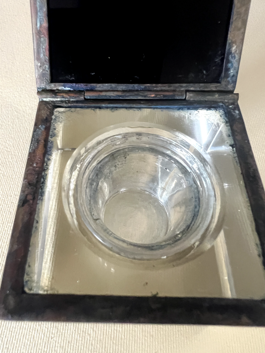 🔴 CALAMAIO inchiostro penna stilografica da scrivania VETRO marmo vintage