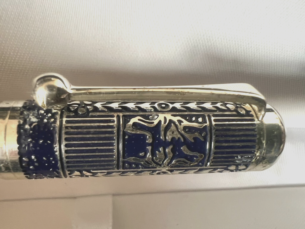 🔴 LAURA BIAGIOTTI penna stilografica metallo bassorilievi blu pennino iridium