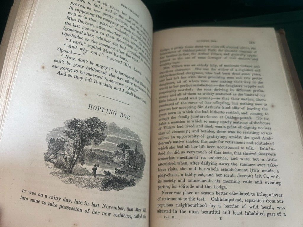 🔴 Buch UNSER DORF Mary Russel Mitford Englischsprachiges SELTENES antikes Buch von 1870 