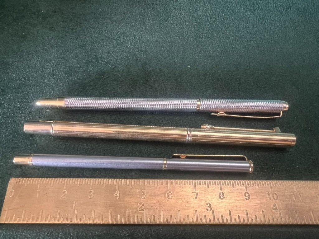 🔴 Penne a sfera metallo penne scrivono LOTTO 3 PENNE vintage